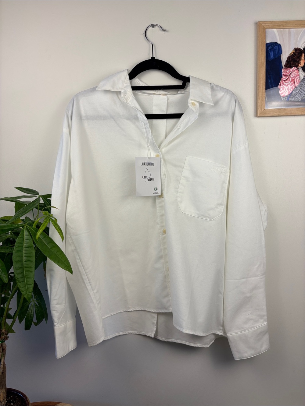 Djerf Avenue White Oversized Button-Down Shirt